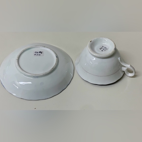 19th Century Antique Gaudy Welsh Feather Pattern Cup & Saucer Tea Set - Picture 14 of 16